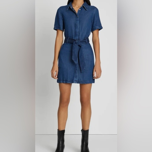 NEW WITH TAGS 7 For All Mankind Denim Shirtdress Lyocell Size Large - Picture 3 of 16